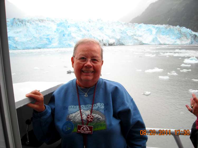 Dot watching the glacier calve